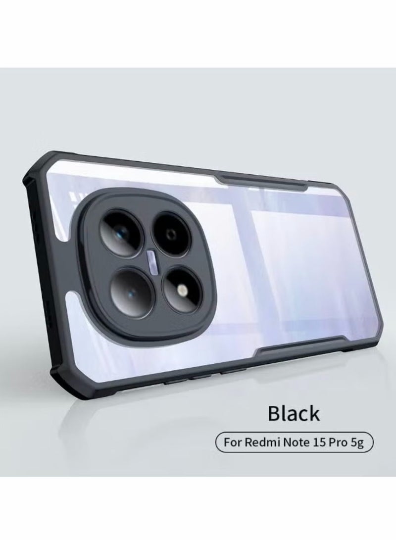 Xundo Clear Case for Xiaomi Redmi Note 15 Pro 5G | Premium Rugged | Durable Shock-absorbing Frame | Black Border | Thermoplastic Polyurethane | Airbag Anti-drop Protection - Clear - Image 2