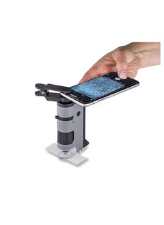 Carson Carson MicroFlip 100x-250x LED and UV Lighted Pocket Microscope with Flip Down Slide Base and Smartphone Digiscoping Clip Bundle Included with 24 Prepared Insect and Animal Slides (MP-250BUN)  - Image 4