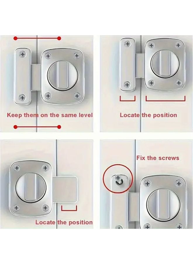 Silvery Interior Door Lock Enhanced Security For Bedroom Bathroom And French Doors - Image 5