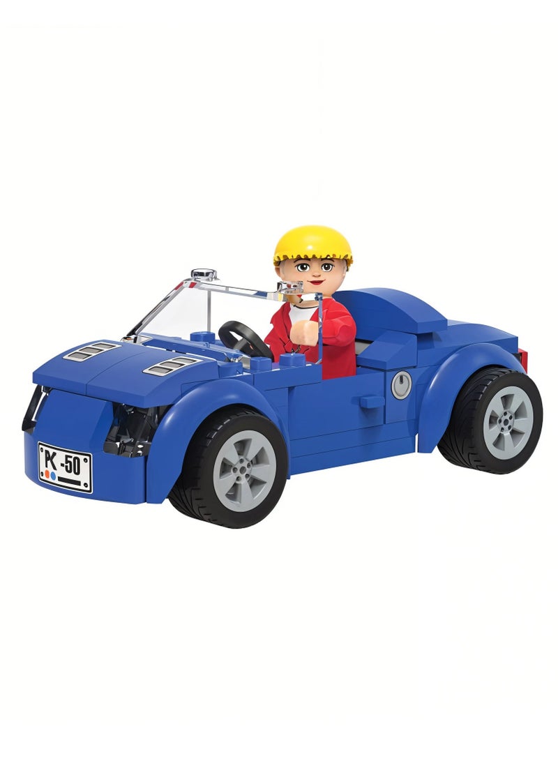 Playtive Convertible Puzzle Car Building Set for Kids (64 Pieces) , Educational Toy Compatible with Standard Bricks, Creative Construction Kit with Figure , STEM Learning for Boys and Girls Ages 5+ - Image 1