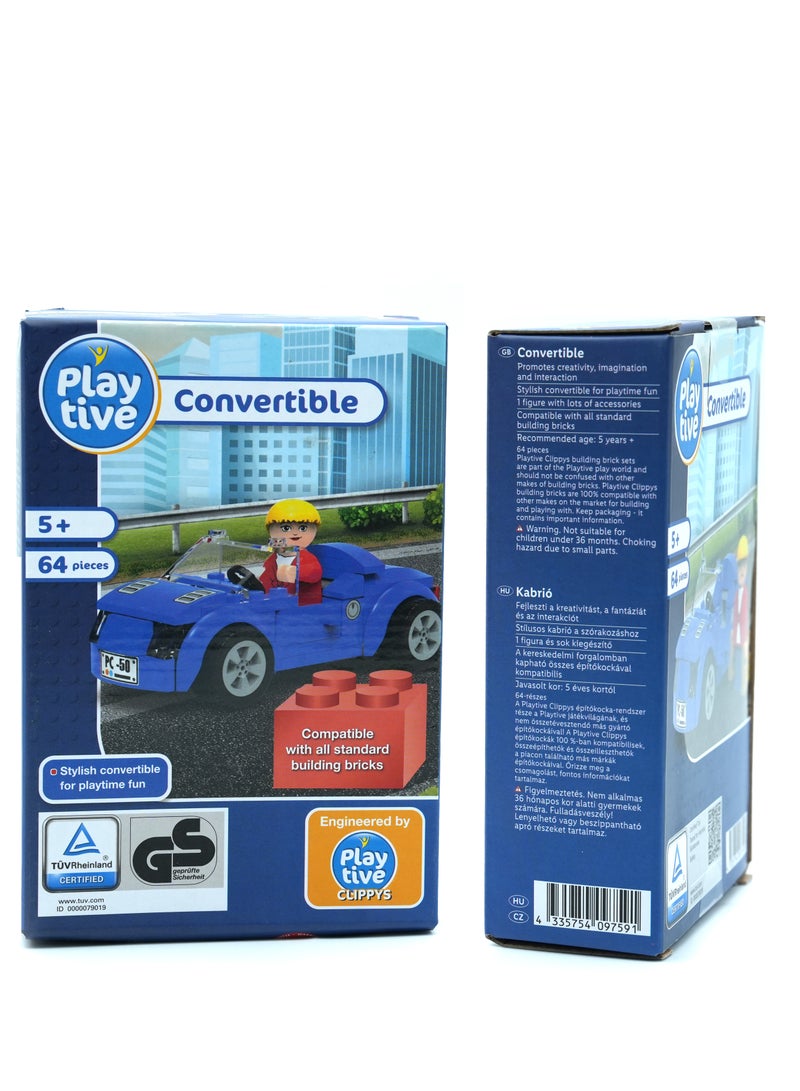 Playtive Convertible Puzzle Car Building Set for Kids (64 Pieces) , Educational Toy Compatible with Standard Bricks, Creative Construction Kit with Figure , STEM Learning for Boys and Girls Ages 5+ - Image 5