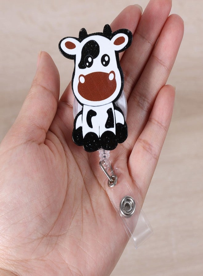 BEZTN Funny Cow Badge Reel for Nurse Doctor Medical Worker Nursing Student, Cute Animal Acrylic Pediatric Nurse Badge Holder with Alligator Clip, Retractable 24" Durable Nylon Cord - Image 3