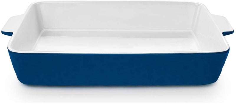 Krokori Ceramic Baking Dish Casserole Dish for Oven Lasagna Pan Deep 9x13 Baking Pan with Handles Porcelain Bakeware for Lasagna Baking Cooking Kitchen Daily Use Wedding Gift Dark Blue