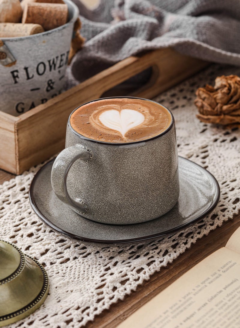 Shuer Ceramic coffee cup, Latte coffee cup，Cappuccino coffee cup，Cup and Saucer Set Suitable for Home Office Restaurant Gifts Garden Party Home Afternoon Tea Set Ceramic Milk Tea Cup Water Cup - Image 1