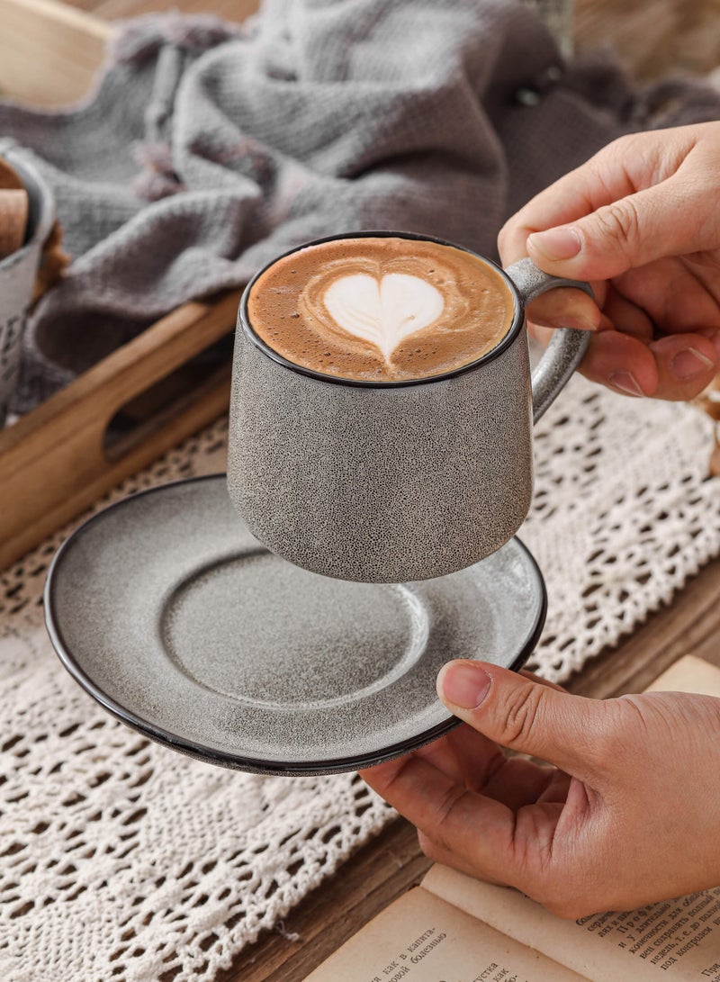 Shuer Ceramic coffee cup, Latte coffee cup，Cappuccino coffee cup，Cup and Saucer Set Suitable for Home Office Restaurant Gifts Garden Party Home Afternoon Tea Set Ceramic Milk Tea Cup Water Cup - Image 3