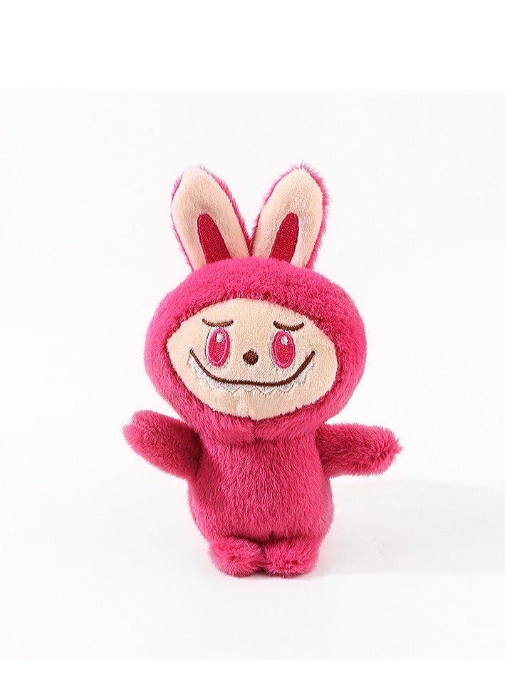 Labubu rose red  plush doll toy, can also be used as a keychain or pendant, 15 cm x 11 cm 