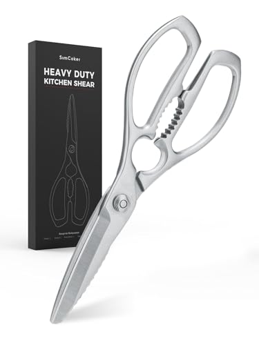SimCoker Heavy-Duty Kitchen Scissors Forged from Stainless Steel, Kitchen Shears for Food, Ideal Cooking & Culinary Scissors for Meat, Poultry and Vegetables, Dishwasher Safe, 5-Year Warranty - Image 1