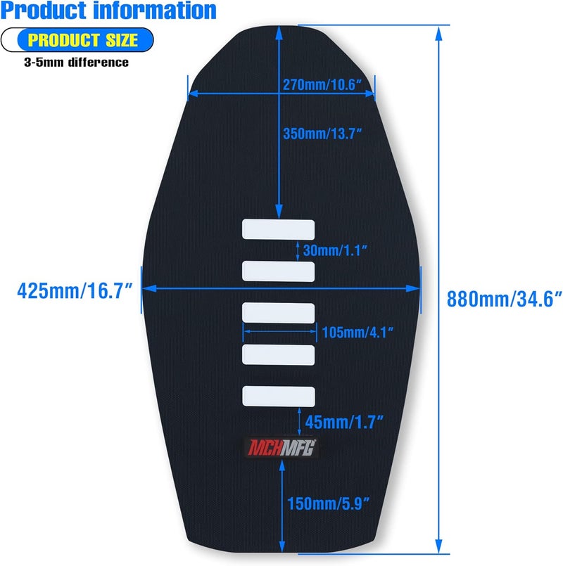 MCHMFG غطاء مقعد دراجة نارية عالمي MCHMFG - مطاط غير قابل للانزلاق مع تصميم مخطط - Image 4