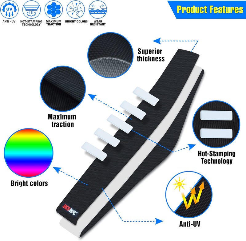 MCHMFG غطاء مقعد دراجة نارية عالمي MCHMFG - مطاط غير قابل للانزلاق مع تصميم مخطط - Image 2