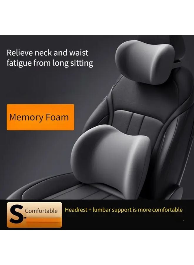 Pink Memory Foam Car Headrest and Lumbar Support Pillow for Neck and Back Protection on Long Drives - Image 1