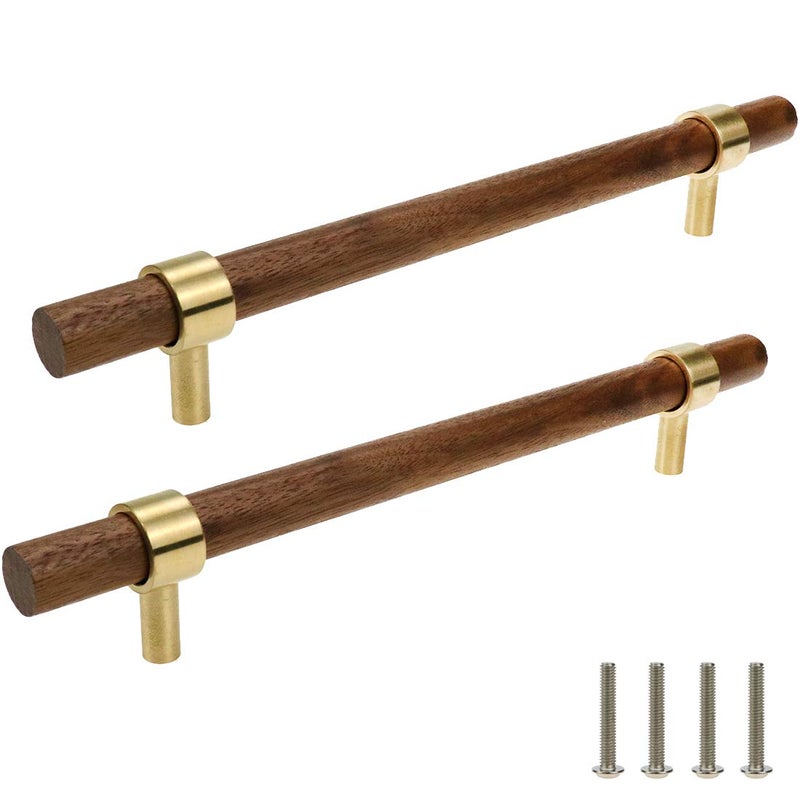 Tsnamay Drawer 866220mm Pulls Brass Walnut Kitchen Wardrobe Cabinet Hardware Pull Handle Adjustable Hole Distance with Screw 2Pcs - Image 2