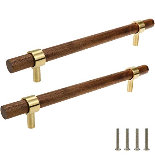 Tsnamay Drawer 866220mm Pulls Brass Walnut Kitchen Wardrobe Cabinet Hardware Pull Handle Adjustable Hole Distance with Screw 2Pcs - Image 1