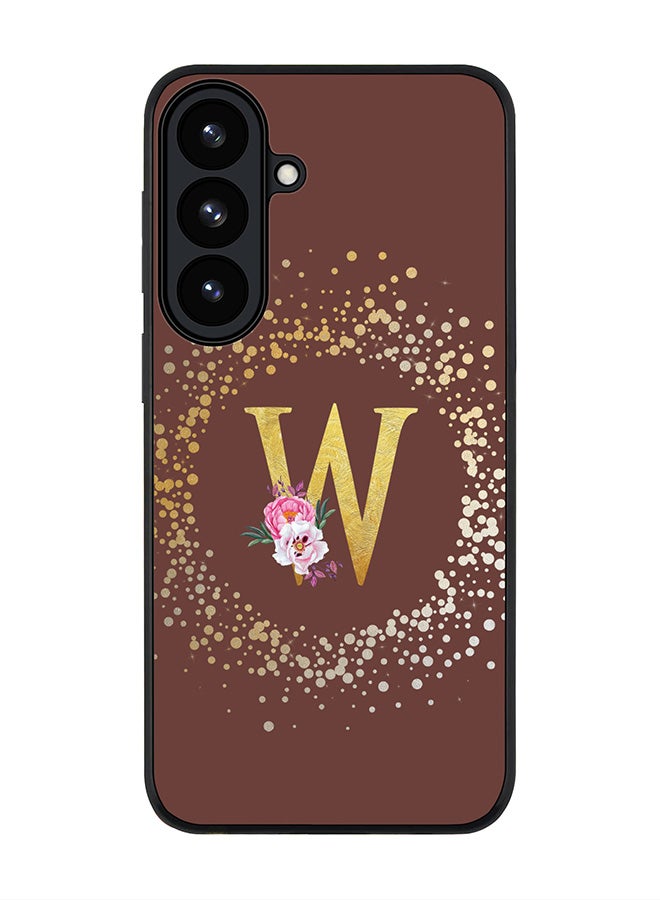 For Samsung Galaxy S26 Case,Slim fit Camera Protection, Shockproof Thin Phone cover  - Custom Monogram Floral - W  (Brown )