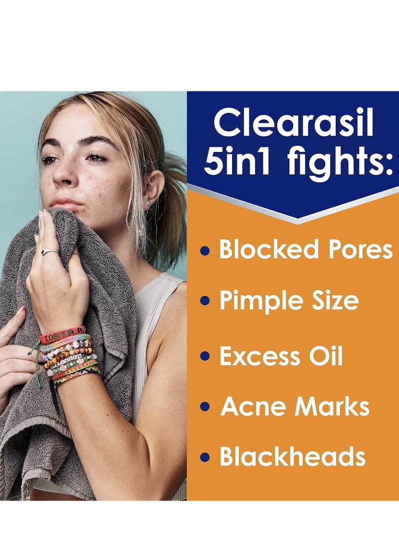 Clearasil Clearasil Stubborn Acne Control 5in1 Daily Facial Cleansing Pads, with Salicylic Acid Acne Treatment Medicine, 90 Count - Image 3