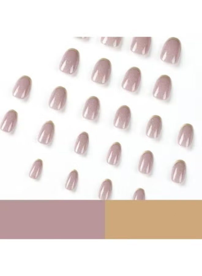 RESONIX 24pcs Medium Almond Press-On Nails – French Tip Fake Nails with Designs, Stylish Stick-On False Nails for Women - Image 3