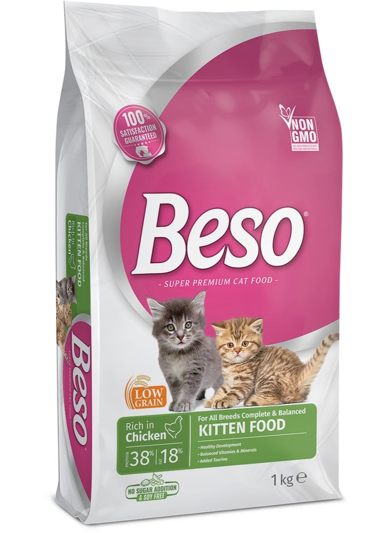 Beso Complete & Balanced Chicken Dry Kitten Food 1kg – Healthy Growth & Strong Immunity - Image 3