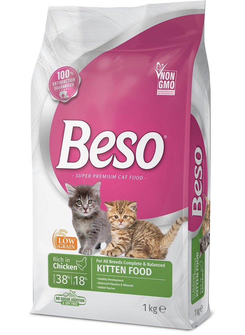 Beso Complete & Balanced Chicken Dry Kitten Food 1kg – Healthy Growth & Strong Immunity - Image 1