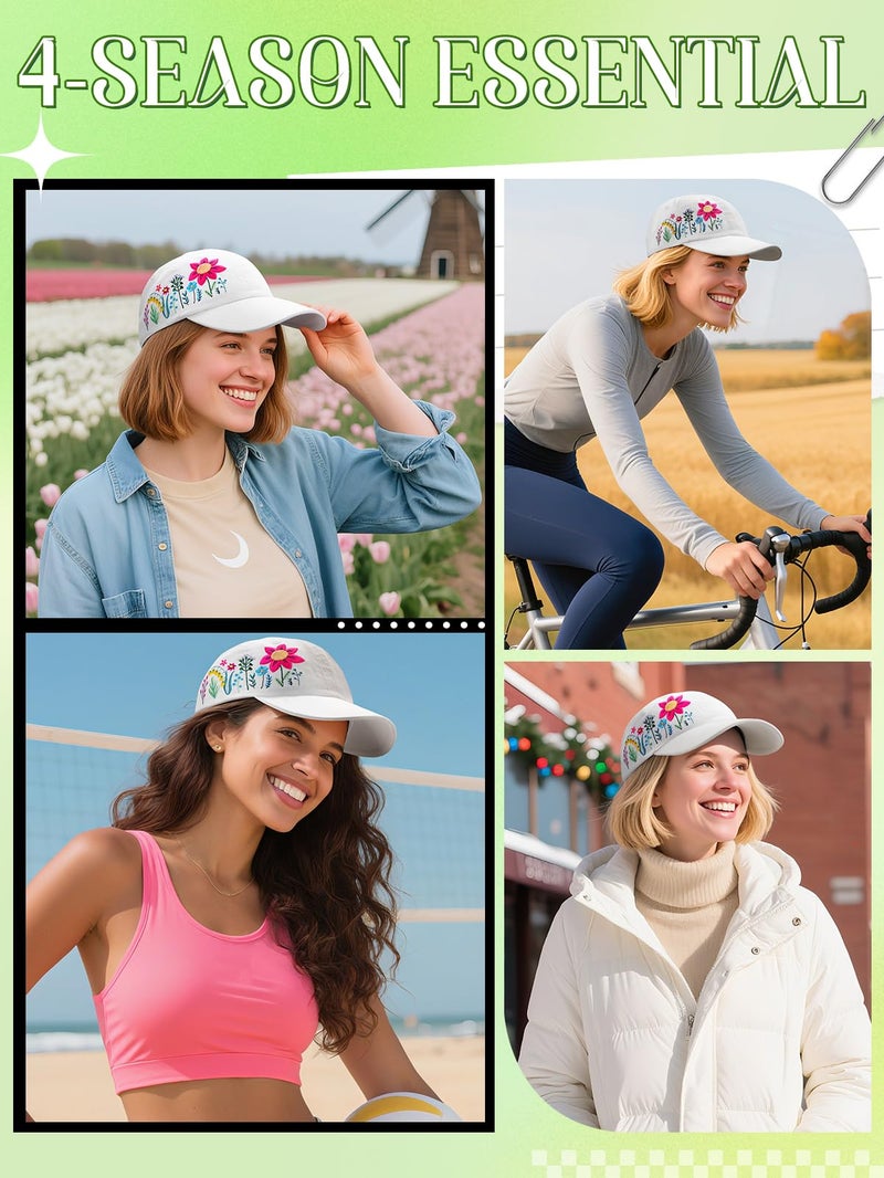 Big Gun Biggun Trendy Embroidered Baseball Cap for Girls Women Men - Adjustable Soft Breathable Hats for Casual Wear, Floral(White) - Image 5