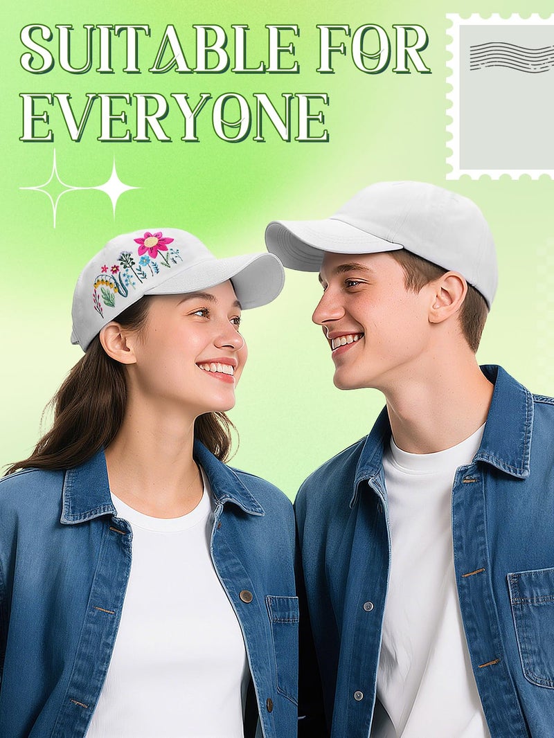 Big Gun Biggun Trendy Embroidered Baseball Cap for Girls Women Men - Adjustable Soft Breathable Hats for Casual Wear, Floral(White) - Image 3