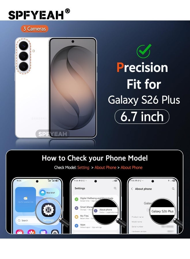 SPFYEAH [3-in-1] Samsung Galaxy S26 Plus Case with HD Tempered Glass Screen Protector & Camera Lens Protector, MagSafe-Compatible Rugged Shockproof Cover, Anti-Yellowing Clear Bumper Case, Anti-Scratch & Anti-Fingerprint Design (Clear Magnetic) - Image 2
