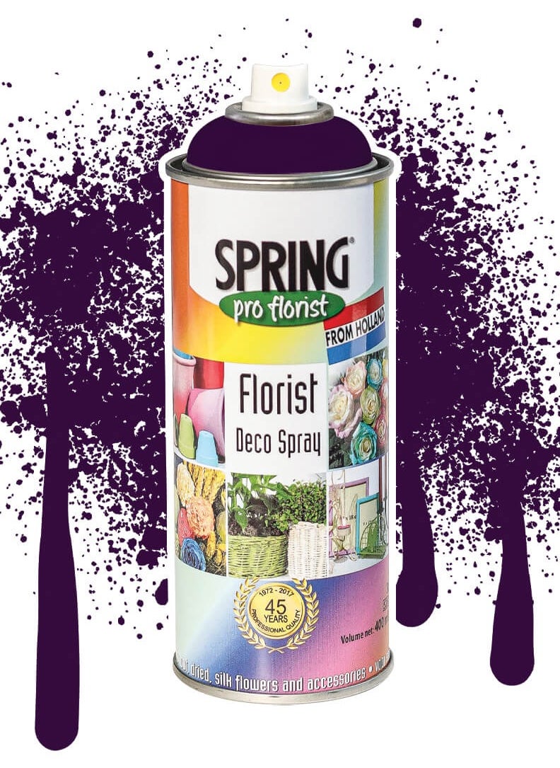 SPRING Spring Color Spray Deep Purple, 400ml, High-Quality Floral Spray for Fresh or Artificial Flowers 