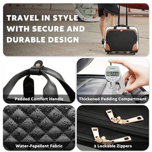 Arcoyard Rolling Laptop Bag, Rolling Briefcase for Women with Waterproof Pocket, 17.3 Inch Computer Bag, Underseat Carry On Luggage with Wheels for Work Travel Business, Lightweight Beige Brown - Image 5