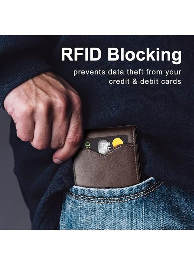 GSOIAX محفظة رجالية رفيعة، حامل بطاقات ائتمان جلدية بتصميم بسيط ورقيق مع حماية من إشارات RFID للعمل والسفر - Image 3