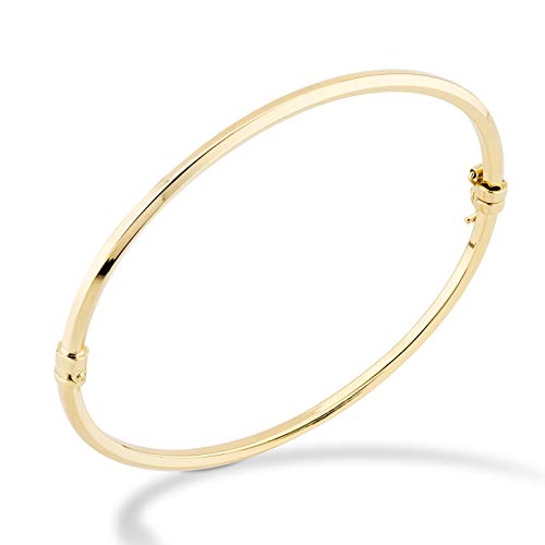 Miabella 18K Gold Over Sterling Silver Italian Oval Hinged Bangle Bracelet for Women, 6.75 to 8 Inch, 925 Made in Italy (Large - 8 Inches) - Image 1