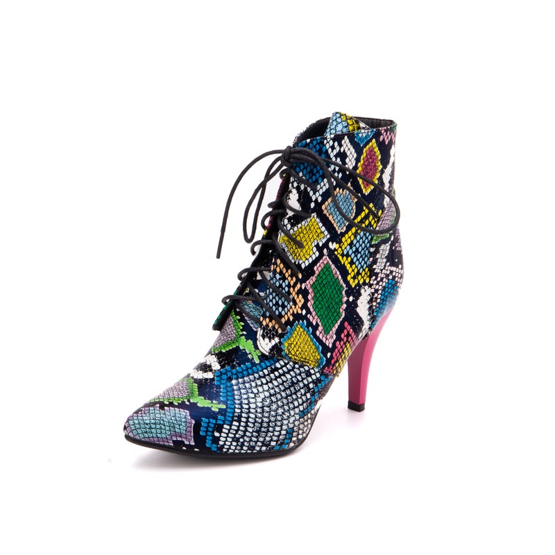 Fashion High Heel Pointed 32-54 Super Plus Size Front Lace Low Boots Women - Image 2