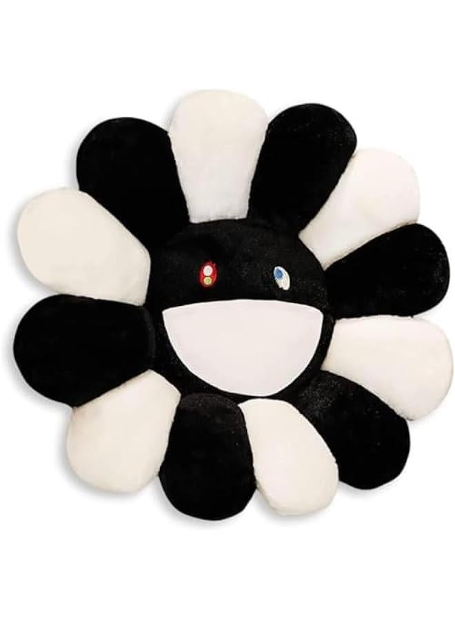 Smile Face Plush Rainbow Pillow, Sunflower Indie Decor Plush Pillow Soft  Comfortable Flower Floor Pillow for Home Reading Bed Room Decoration (40CM, Black and White) - Image 1