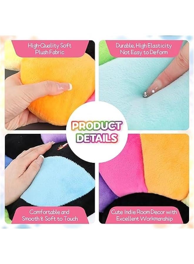 Smile Face Plush Rainbow Pillow, Sunflower Indie Decor Plush Pillow Soft  Comfortable Flower Floor Pillow for Home Reading Bed Room Decoration (40CM, Black and White) - Image 3