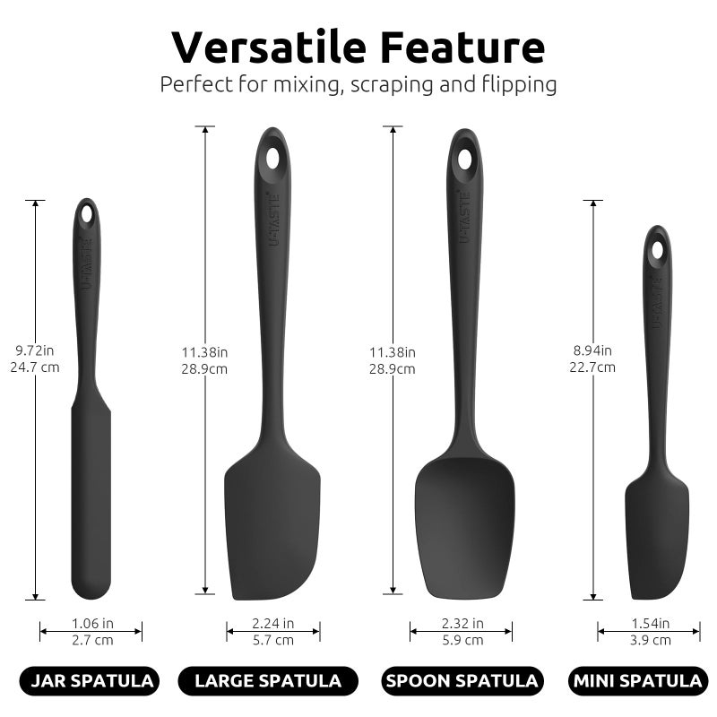 U-Taste Silicone Spatula Set with 480 Degrees Fahrenheit Heat Resistant (Black) - Image 2