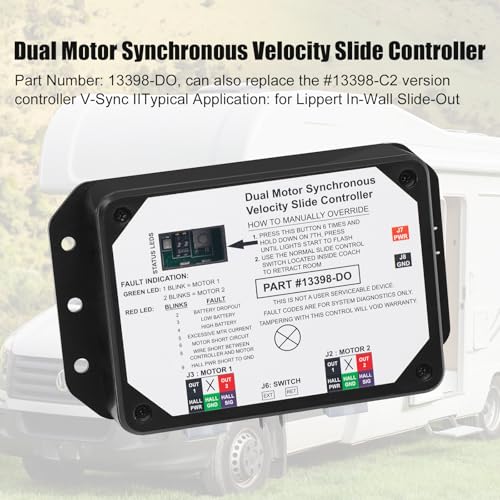 folosem 13398-D0 Dual Motor Synchronous Velocity Slide Controller Replacement Controller V-Sync II, Compatible with Lippert in-Wall Slide-Out on RV, 211852 Black - Image 3