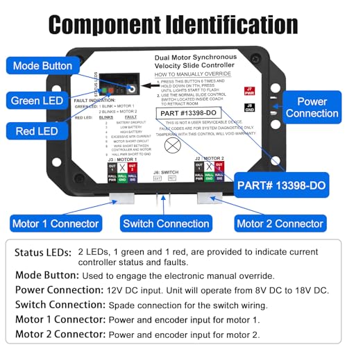 folosem 13398-D0 Dual Motor Synchronous Velocity Slide Controller Replacement Controller V-Sync II, Compatible with Lippert in-Wall Slide-Out on RV, 211852 Black - Image 4