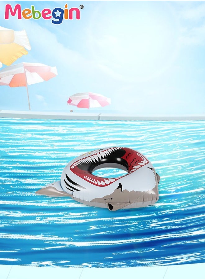 MEBEGIN - Shark-shaped Inflatable Swimming Ring, Blow Up Swimming Pool Toys, Sturdy Durable Pool Floaties with Unique Shape, Pool Party Supplies, Suitable for Summer Pools, Beaches, Parties and Water Sports, 177*127cm - Image 1