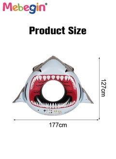 MEBEGIN Shark-shaped Inflatable Swimming Ring, Blow Up Swimming Pool Toys, Sturdy Durable Pool Floaties with Unique Shape, Pool Party Supplies, Suitable for Summer Pools, Beaches, Parties and Water Sports, 177*127cm  - Image 2