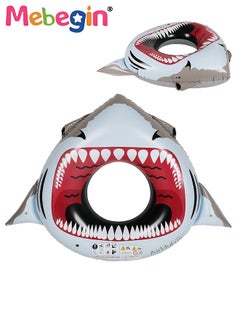 MEBEGIN Shark-shaped Inflatable Swimming Ring, Blow Up Swimming Pool Toys, Sturdy Durable Pool Floaties with Unique Shape, Pool Party Supplies, Suitable for Summer Pools, Beaches, Parties and Water Sports, 177*127cm  - Image 5