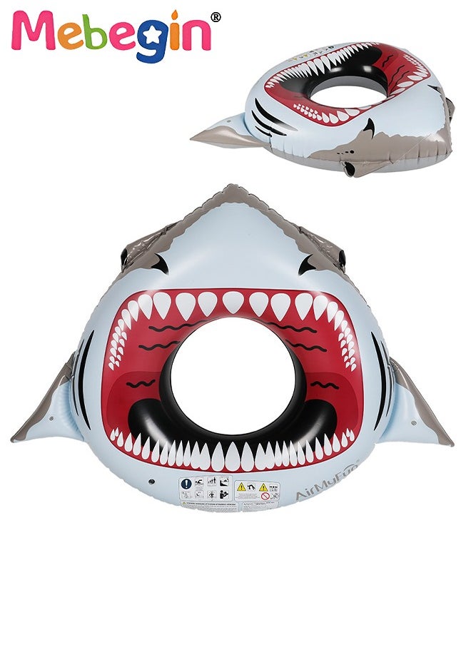 MEBEGIN - Shark-shaped Inflatable Swimming Ring, Blow Up Swimming Pool Toys, Sturdy Durable Pool Floaties with Unique Shape, Pool Party Supplies, Suitable for Summer Pools, Beaches, Parties and Water Sports, 177*127cm - Image 1