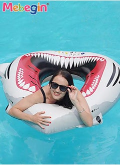 MEBEGIN Shark-shaped Inflatable Swimming Ring, Blow Up Swimming Pool Toys, Sturdy Durable Pool Floaties with Unique Shape, Pool Party Supplies, Suitable for Summer Pools, Beaches, Parties and Water Sports, 177*127cm  - Image 3