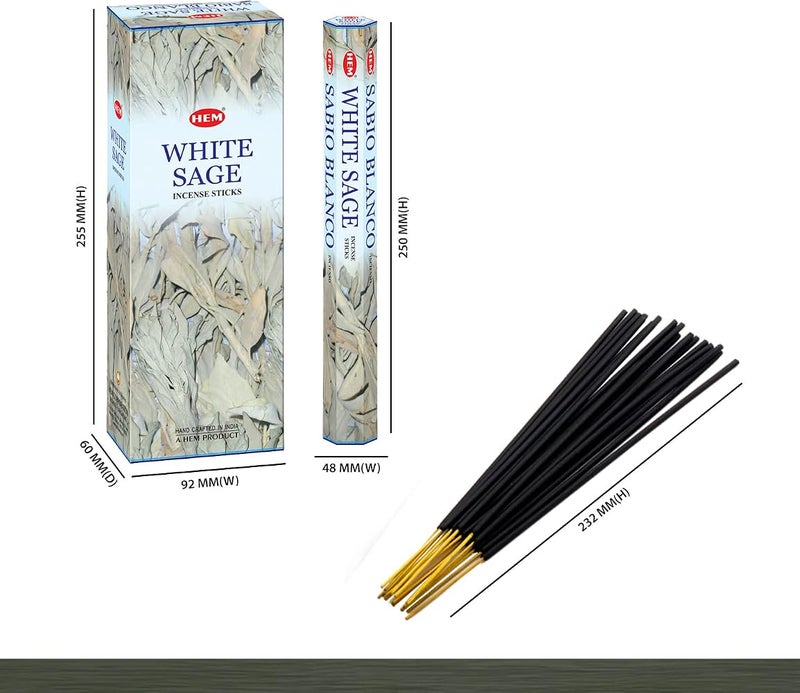 HEM White Sage Tubes Incense, 20g, Box of Six - Image 2