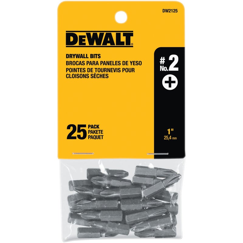 DEWALT DW2125 2 Phillips Drywall Bit Tip 25Pack Silver metallic