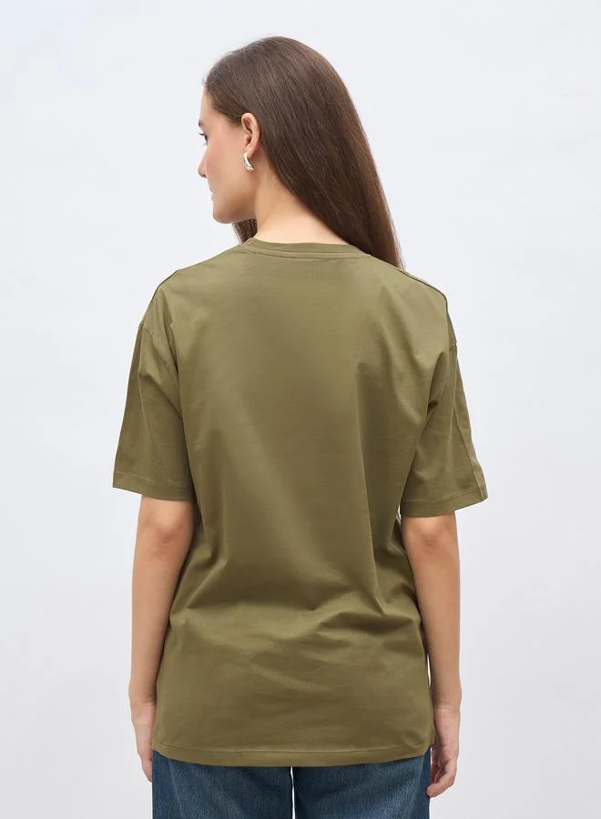 Styli Styli Slogan Print Oversized T-Shirt with Dropped Shoulder