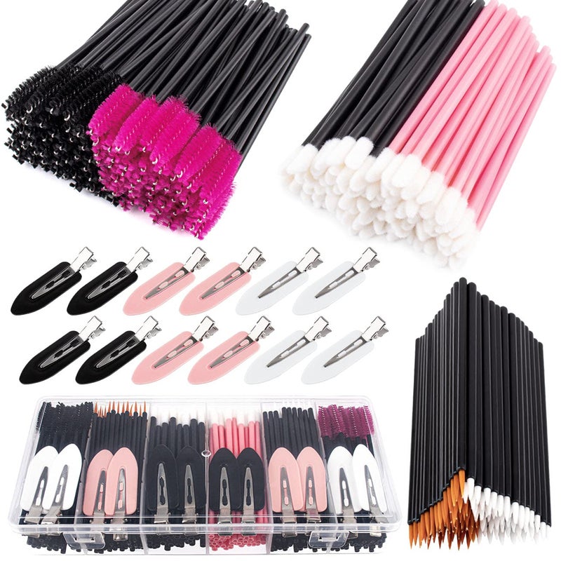 Rolybag 283 Pieces Makeup tools Kit Includes Plastic storage Organizer Box Hair Clips Eyeliner Brushes Mascara Wands and Lipstick Applicators For Lip (283A) - Image 1