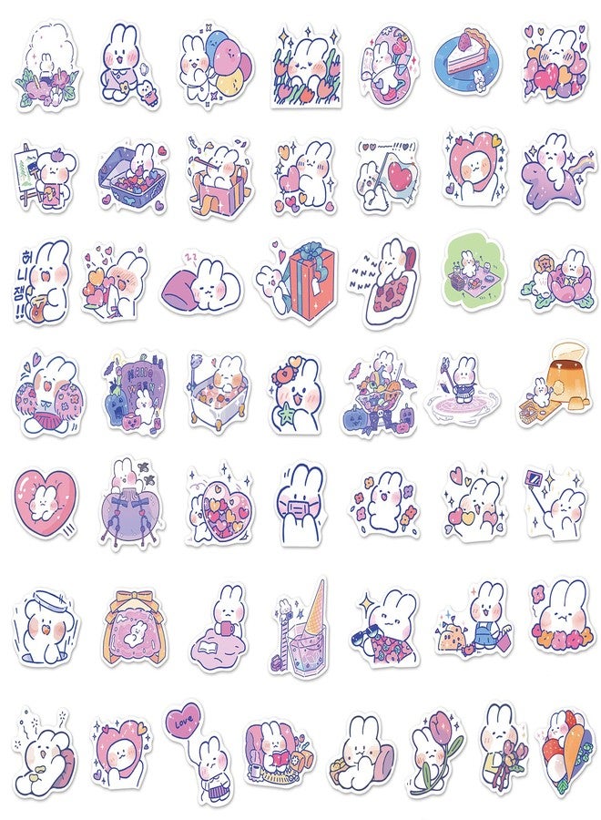 Meisuitd 50Pieces Kawaii Rabbit Stickers for Kids Cute Waterproof Vinyl Stickers for Laptops Skateboard Computer Bicycle Car Water Bottles DIY Decals - Image 2