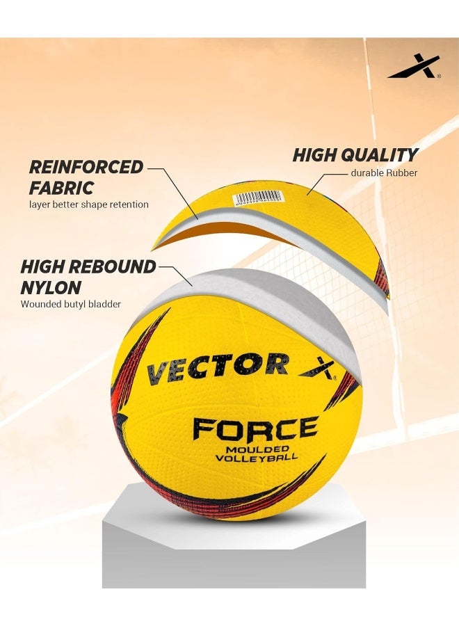 فيكتور أكس كرة طائرة فيكتور إكس فورس | مقاس ٤ | لون أصفر | هيكل مطاطي مصبوب لقبضة فائقة ومتانة فائقة، ملمس ناعم، وأداء يدوم طويلاً، للعب الداخلي والخارجي. - Image 2