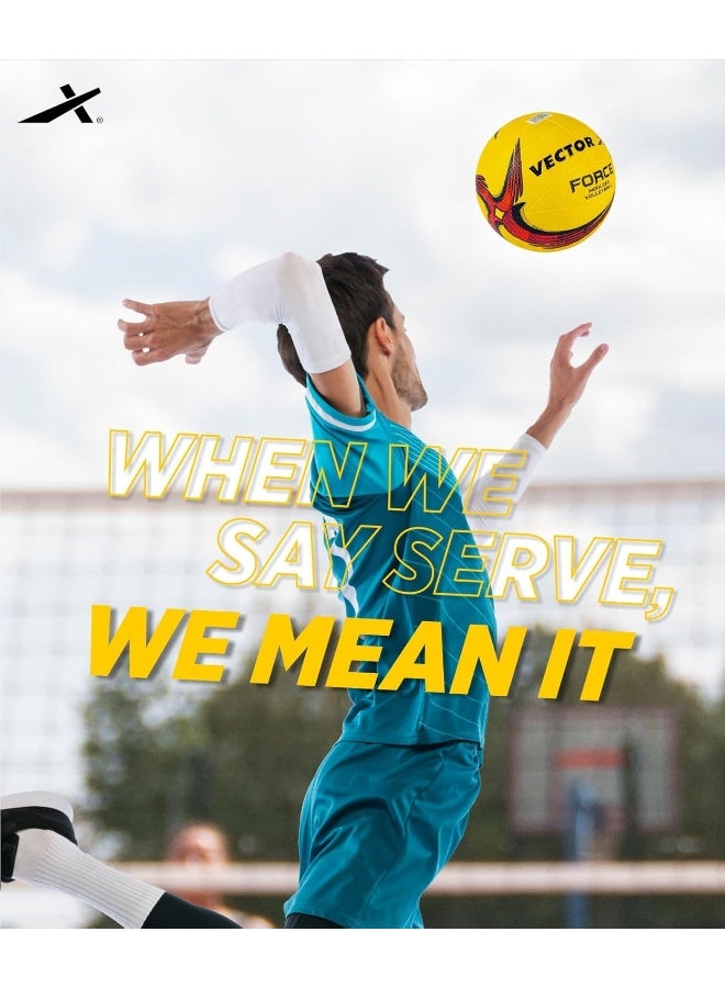 فيكتور أكس كرة طائرة فيكتور إكس فورس | مقاس ٤ | لون أصفر | هيكل مطاطي مصبوب لقبضة فائقة ومتانة فائقة، ملمس ناعم، وأداء يدوم طويلاً، للعب الداخلي والخارجي. - Image 4