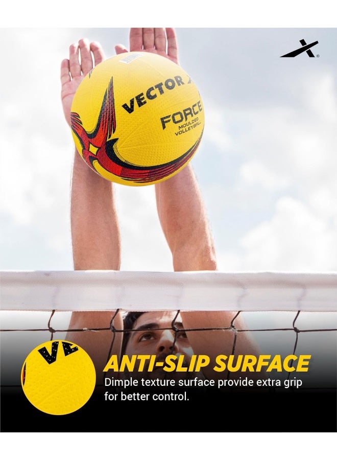 فيكتور أكس كرة طائرة فيكتور إكس فورس | مقاس ٤ | لون أصفر | هيكل مطاطي مصبوب لقبضة فائقة ومتانة فائقة، ملمس ناعم، وأداء يدوم طويلاً، للعب الداخلي والخارجي. - Image 5