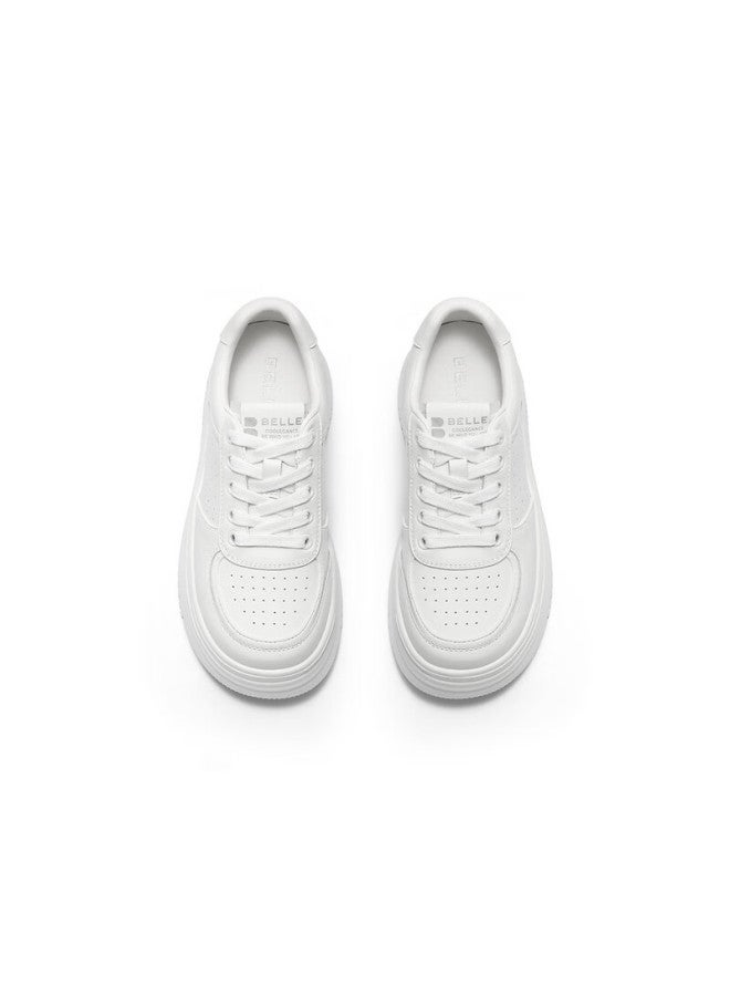 Belle Simple Thick-soled White Sneakers, New Style Casual Height-increasing Skateboard Shoes B2597bm5, White, Size 36 - Image 4