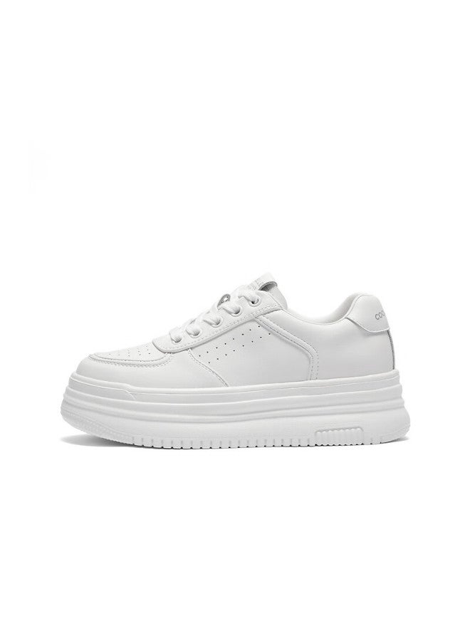 Belle Simple Thick-soled White Sneakers, New Style Casual Height-increasing Skateboard Shoes B2597bm5, White, Size 36 - Image 3