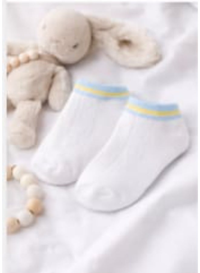 Women's Low Cut Footie Socks – White with Yellow Trim – Soft Comfortable Fabric – Everyday Wear - Image 3